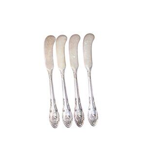 4 Gorham Rosemont Butter Knives Silverplate Silver Plate Knife Vintage 92845